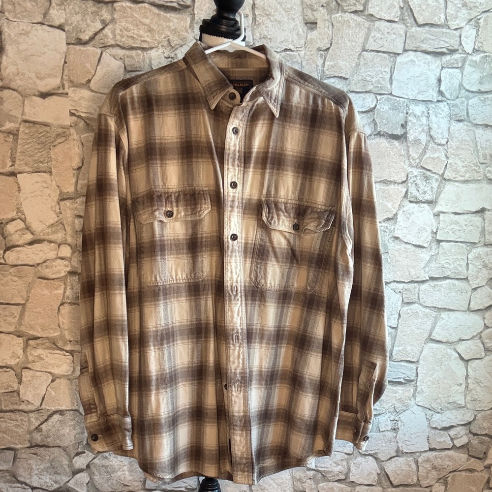 Woolrich Beige and Brown Plaid Casual Shirt